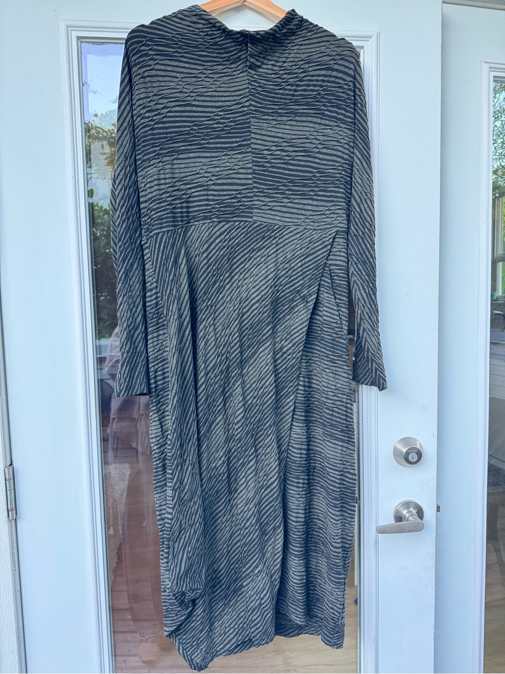 Women’s Olive-Black Striped Long Sleeve Dress